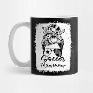 Soccer Mawmaw Vintage Leopard Messy Bun Bleached Mug